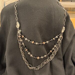 Elegant Black and Silver Layered Necklace
